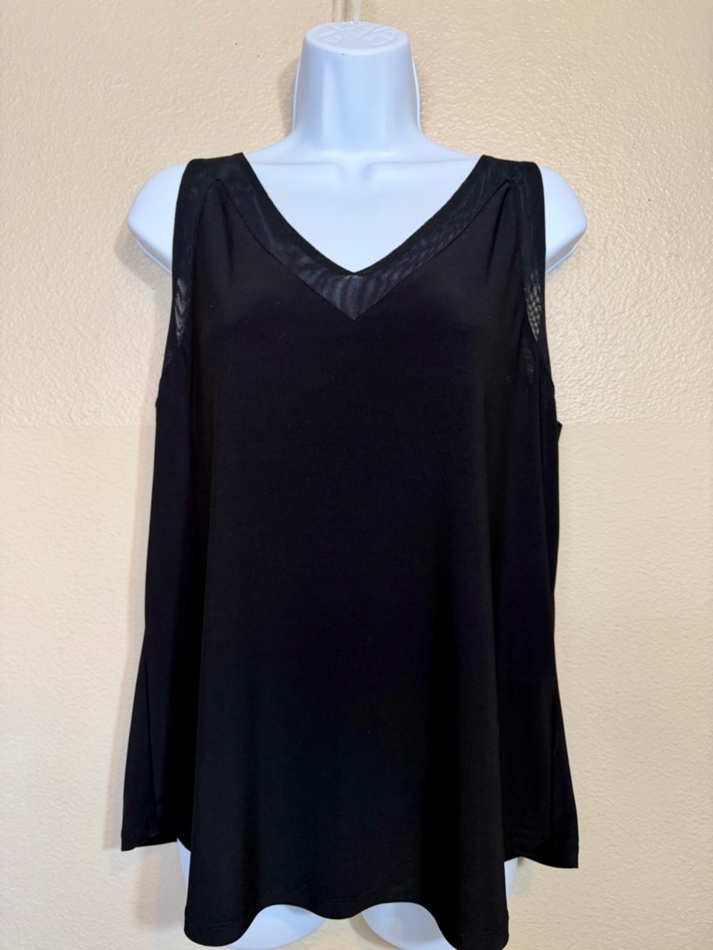 Nine West Black Sleeveless Top with Gold Logo Plaque